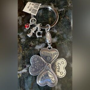 NWT BRIGHTON Lucky Clover Heart Key Fob